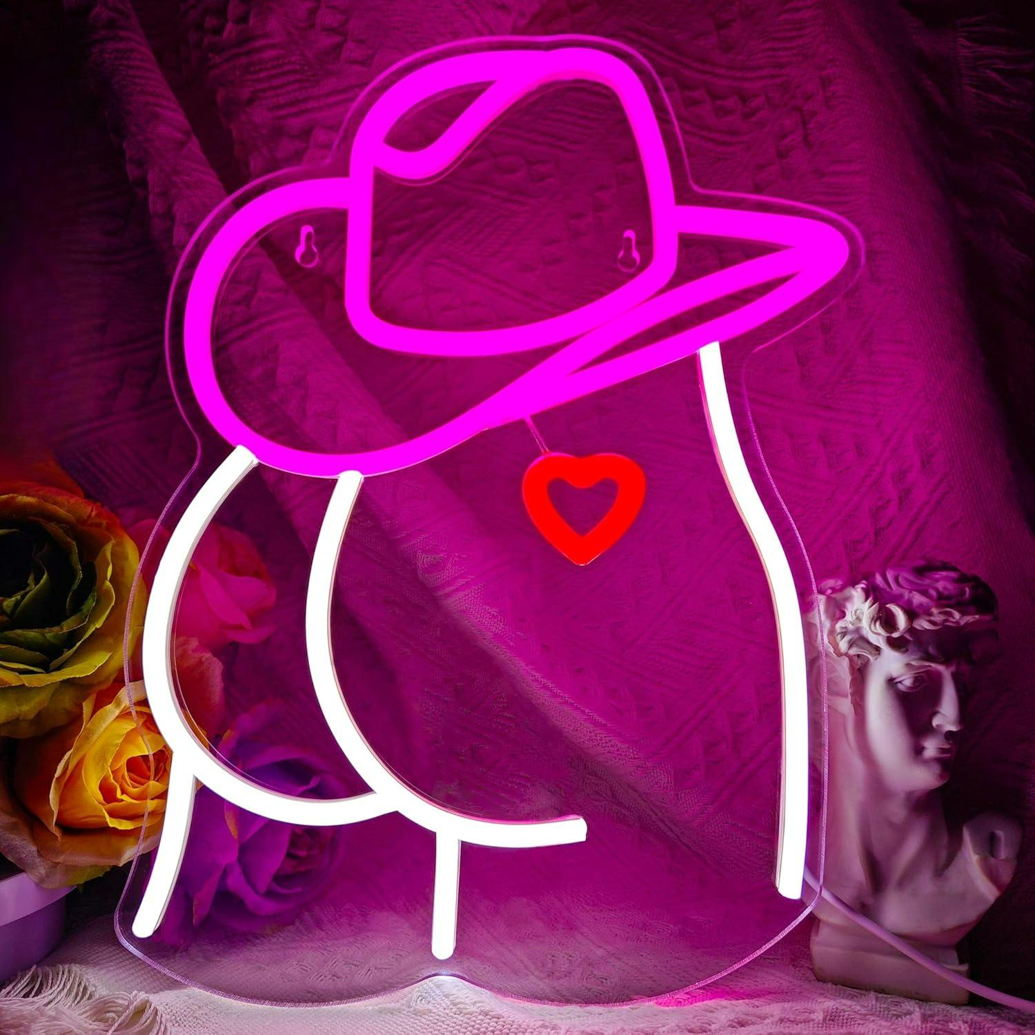 Party Games Gifts - Cowgirl Neonbord Dimbare LED-lamp voor meisjeskamer,
