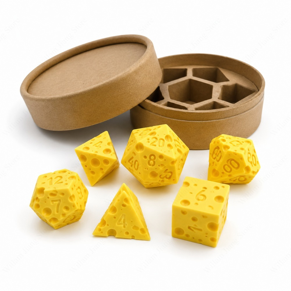 Party Games At Christmas - 3D-geprinte kaasdobbelstenenset met D4 D20 dobbelstenenset