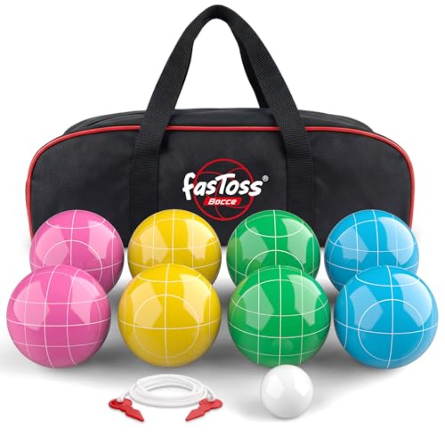Bocce Ball Lawn - Tuin- en strandboccia set: massief harsballen,