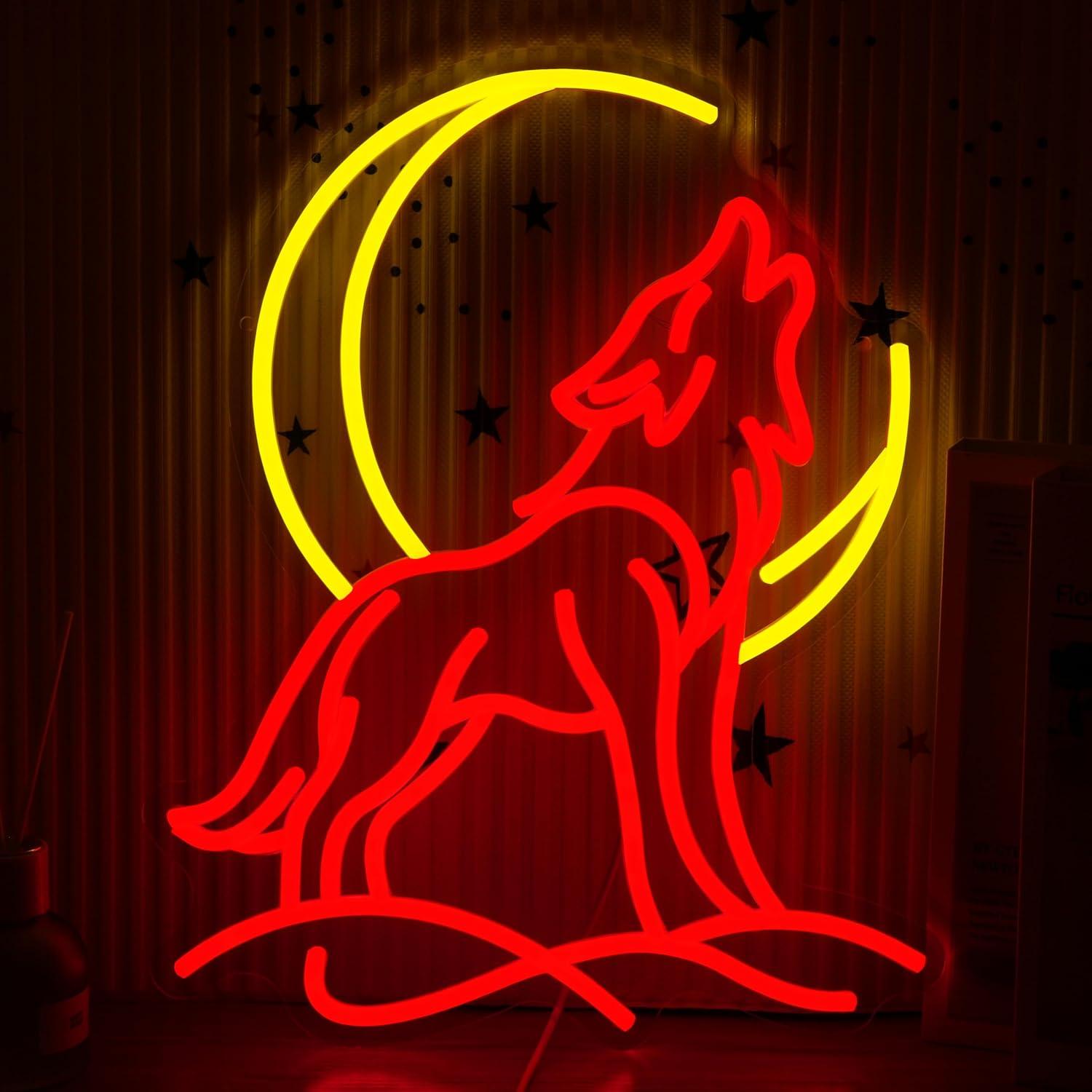 Party Games Gifts - Huilende Wolf Neonbord Dimbare LED-lamp met