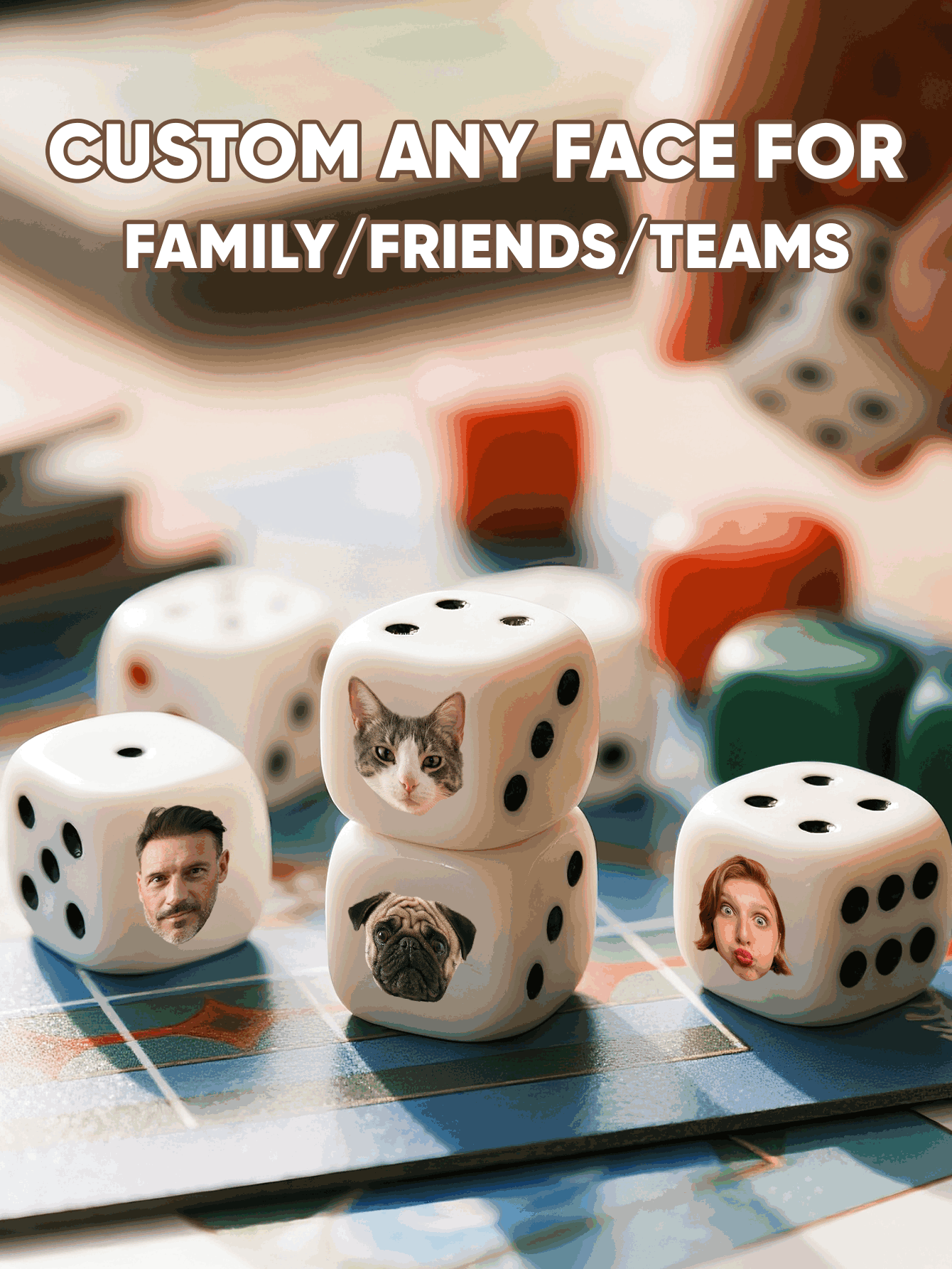 Aangepaste gezichtsdobbelstene - Party Games Groups recensie en prijs